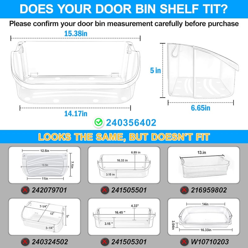 Alvar UPGRADED 240356402 Refrigerator Door Bin Compatible with Frigidaire Door Shelf Replacement Frigidaire Gallery Door Shelf Refrigerator Shelves FGHS2631PF4A FFSS2615TS0 LFSS2612TF0 LFSS2612TE0 Door Bin - Image 2